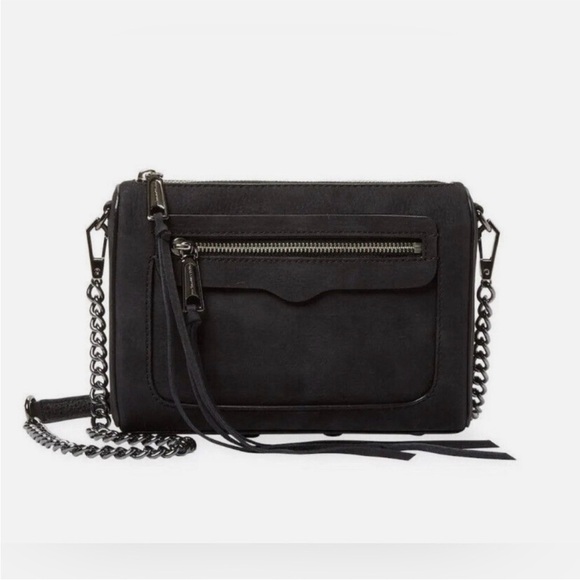 Rebecca Minkoff Handbags - Rebecca Minkoff Avery Black Suede Crossbody bag Chain Detail Handbag